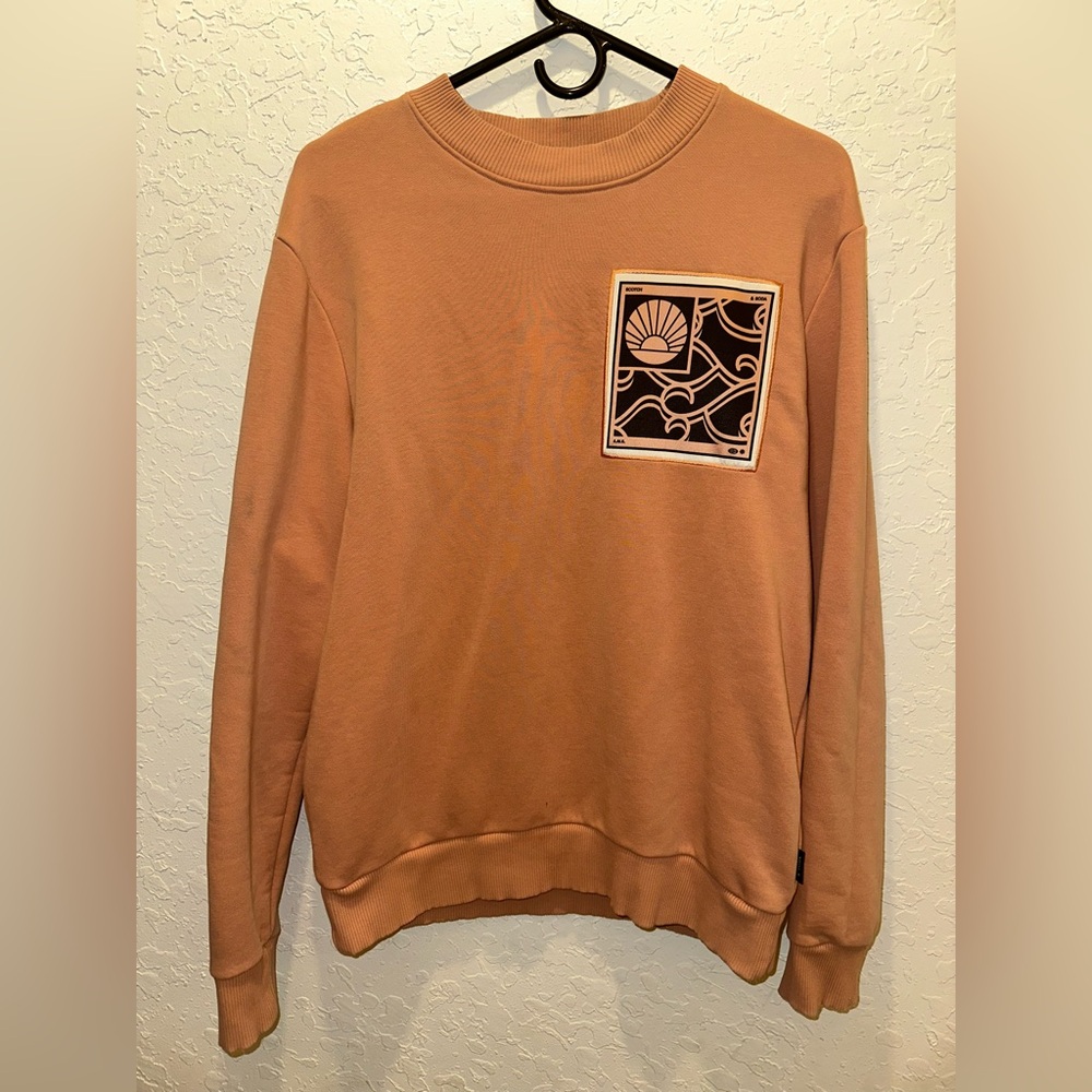 Scotch & Soda Peach- Tan Crewneck Sweater with Graphic Detail